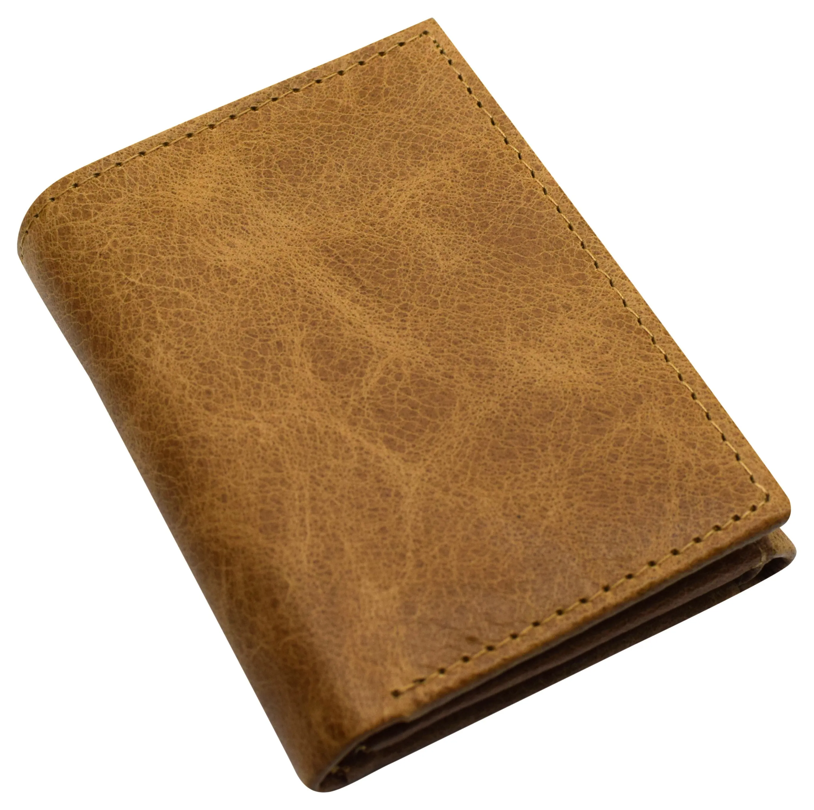 RFID621355TN Marshal RFID Blocking Men's Cowhide Leather Outside ID Credit Card Holder Trifold Tan Wallet