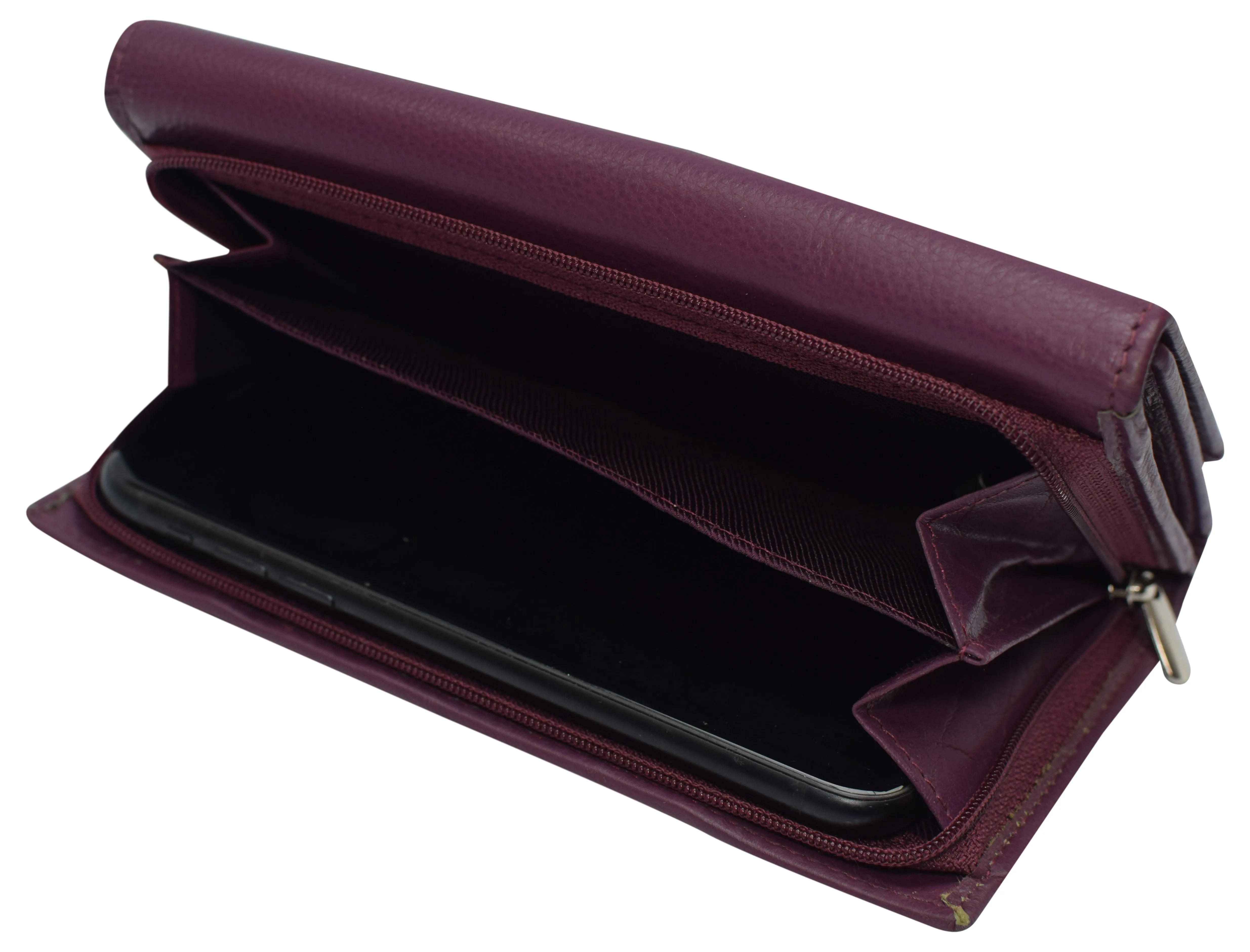 RFIDCN5575 Womens RFID Genuine Leather Wallet Clutch Zip Around Checkbook Organizer for Ladies