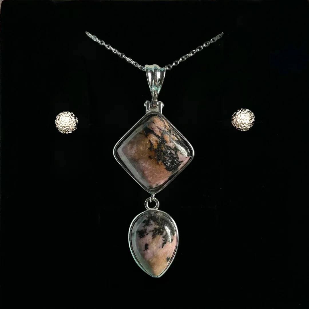 RHODONITE REGAL PENDANT ONLY - FREE CHAIN & EARRINGS