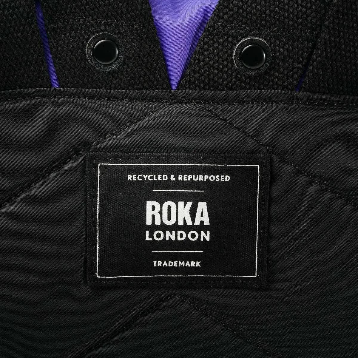 Roka Canfield B Small Creative Waste Two Tone Recycled Nylon Backpack - Black/Simple Purple