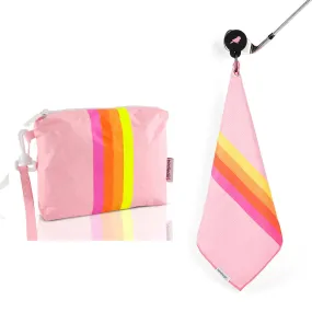 Set of 2: Golfher's Sunset Magnetic Golf Towel and Golf Accessory Bag