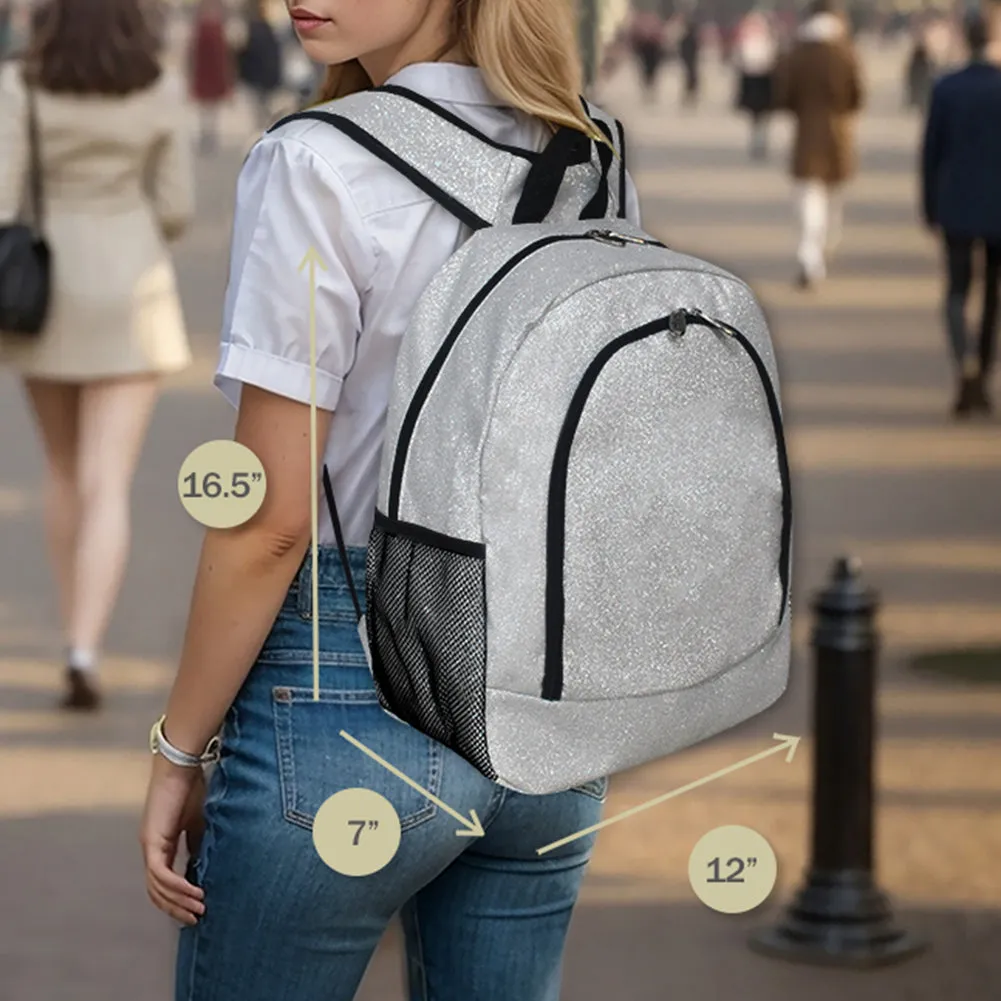 Silver Glitter NGIL Canvas Backpack