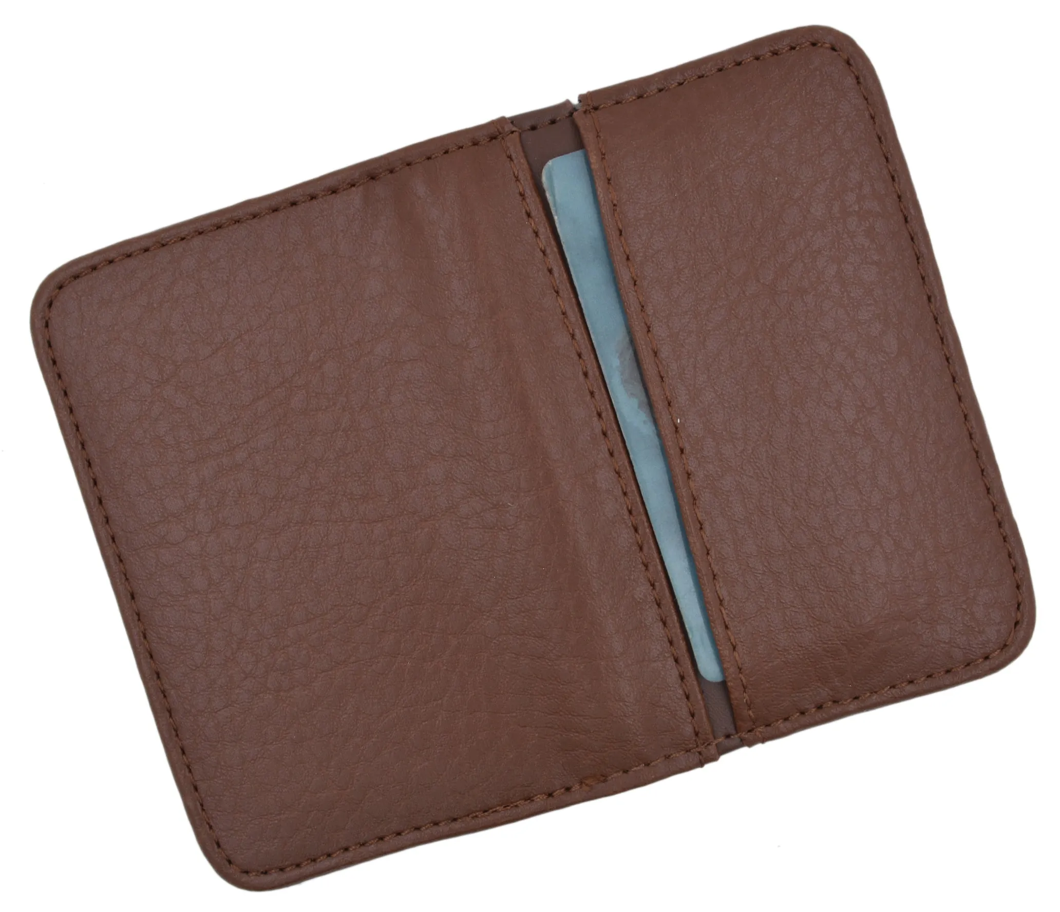 Slim Men's Genuine Leather Small Credit Card Holder Green Tan