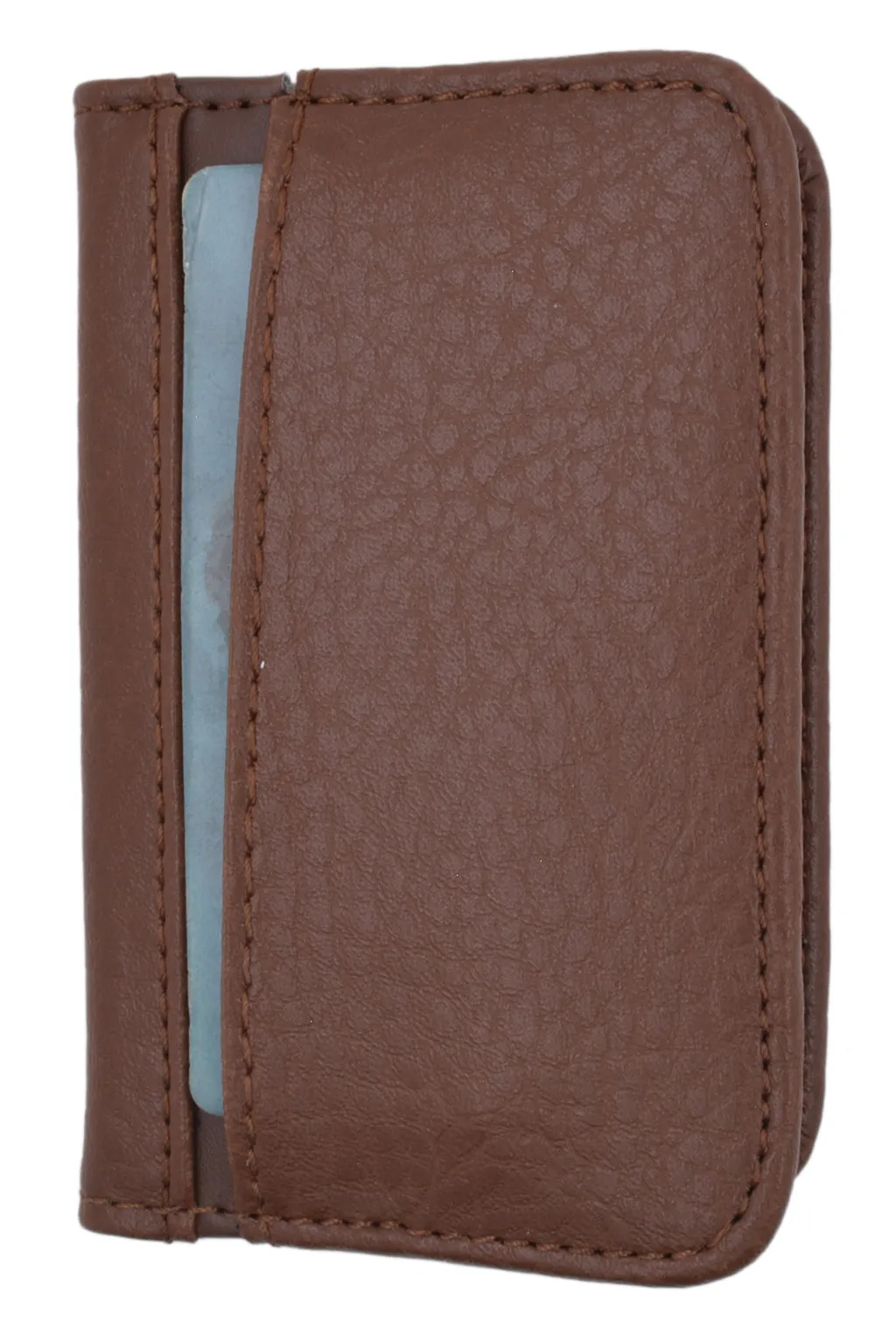 Slim Men's Genuine Leather Small Credit Card Holder Green Tan