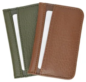 Slim Men's Genuine Leather Small Credit Card Holder Green Tan