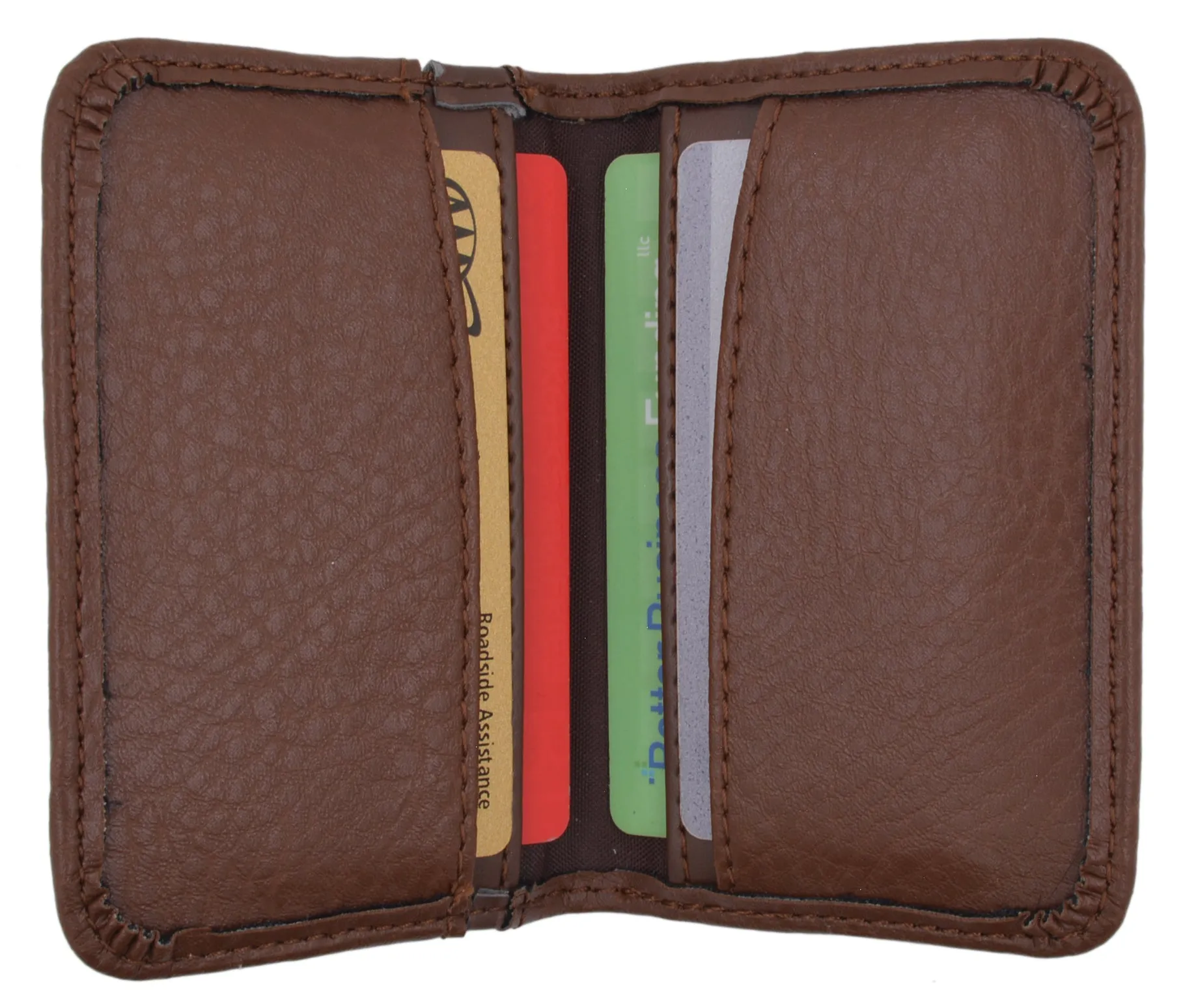 Slim Men's Genuine Leather Small Credit Card Holder Green Tan