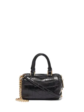 Small Faux-Croc Leather Embossed Crossbody Satchel Bag