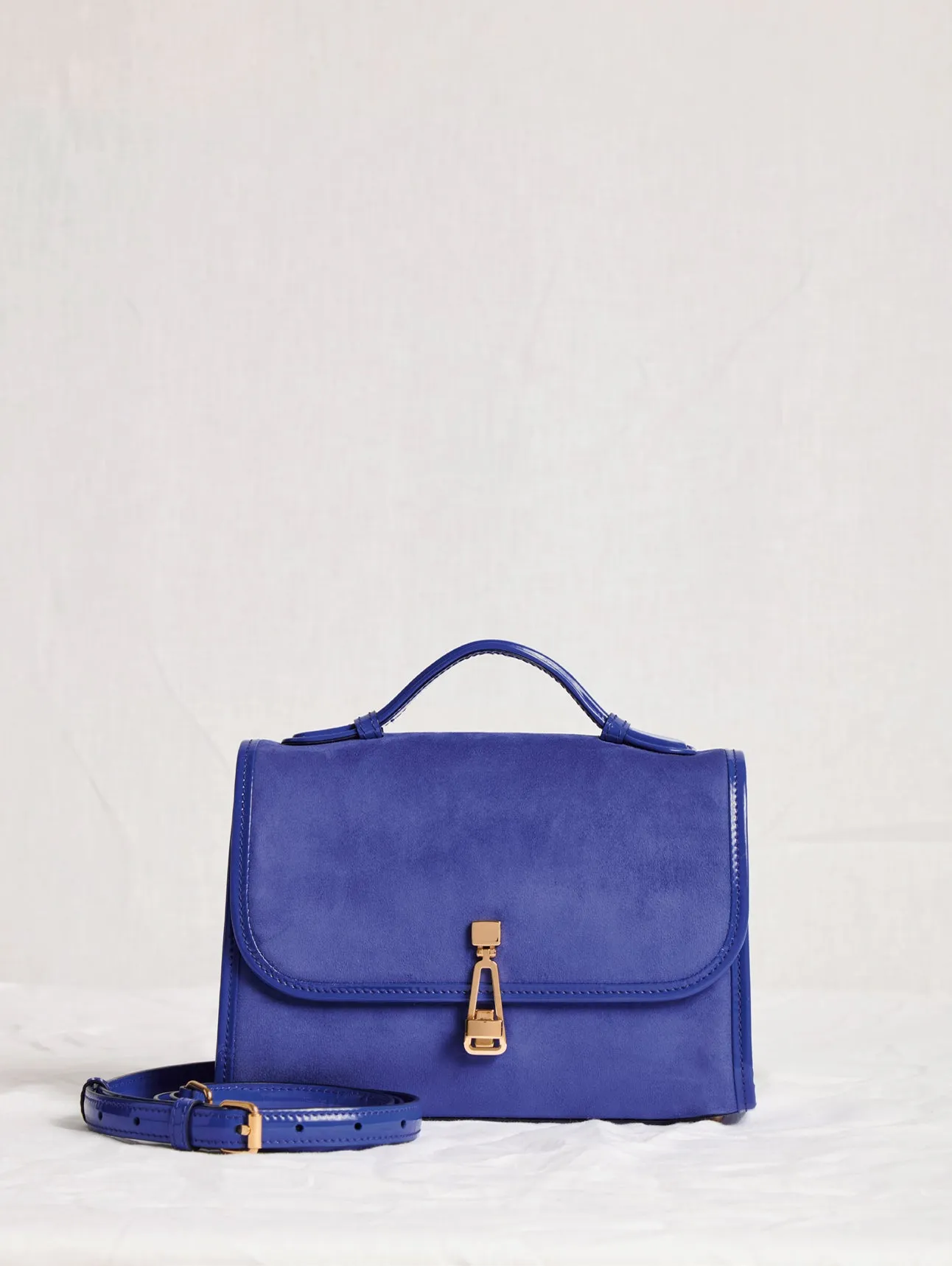 Small Leonora Flap Bag in Cobalt Suede