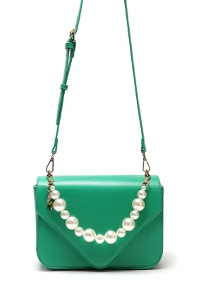 Solid Flap Pearl Handbag