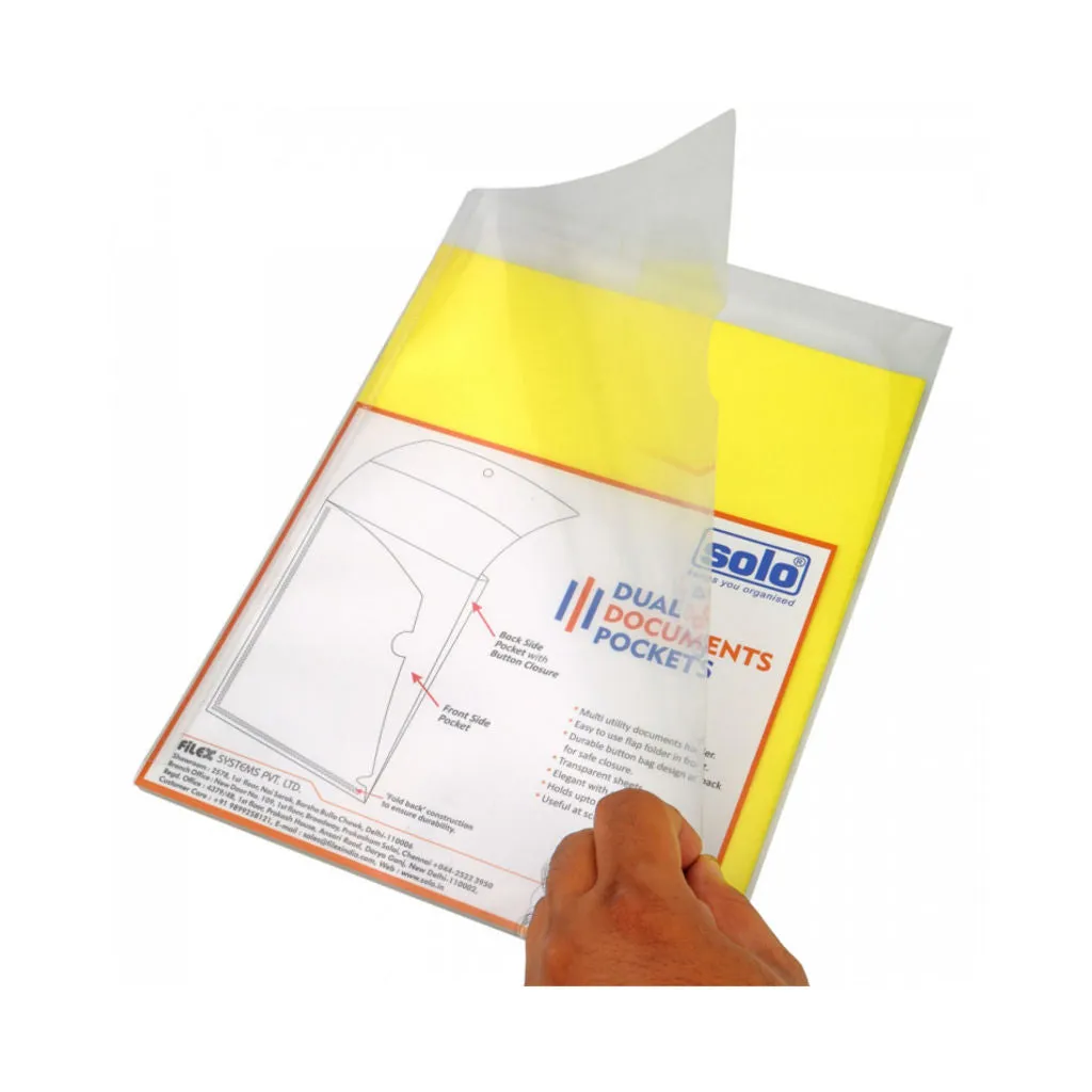 Solo Dual Documents Pockets Transparent Yellow A4 CH 402