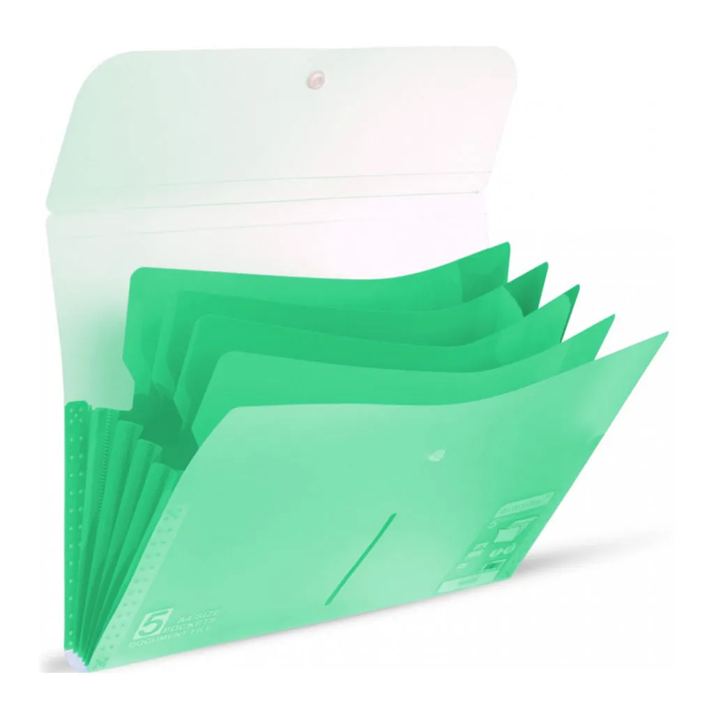 Solo Expanding Document Bag With 5 Pocket Landscape Pastel Green A4 EX 502