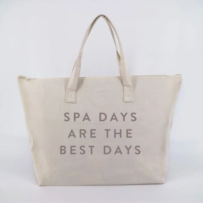 Spa Days Are The Best Days Tote Bag w/ Zipper Top | Lucky Owl