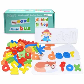 Spell Word Game Wooden Toys Early Learning Jigsaw Letter Alphabet Puzzle Preschool Educational Baby Toys for Children