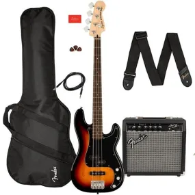 Squier Affinity Precision Bass PJ Pack w/ Gig Bag & Rumble 15 (3-Color Sunburst)