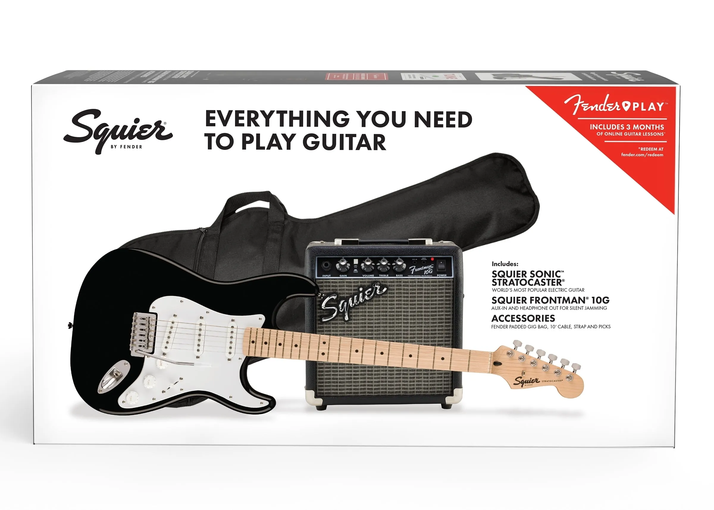 Squier Sonic Series Stratocaster Electric Guitar Package - Black