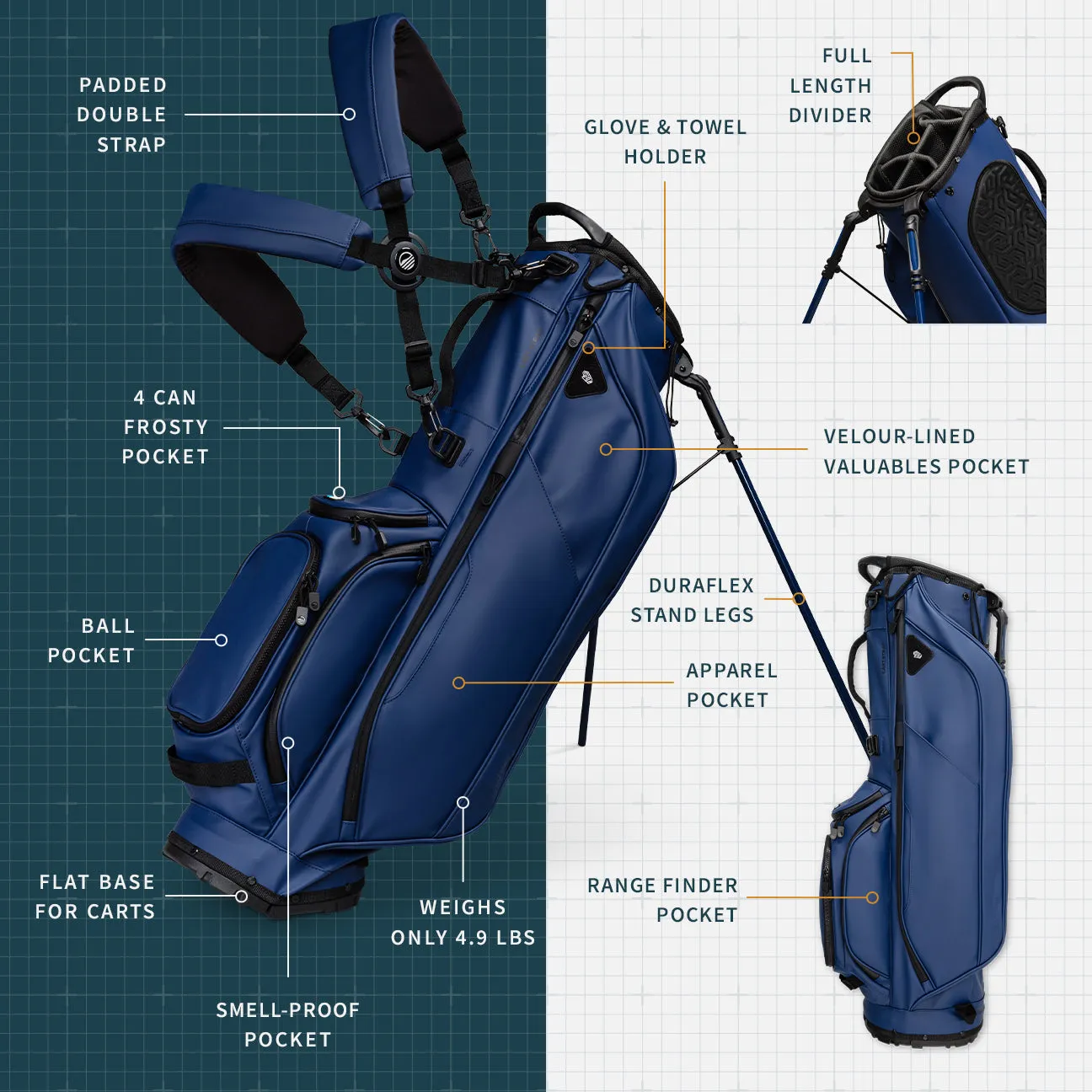 Sunday Golf Ryder S-Class | Navy Vegan Leather