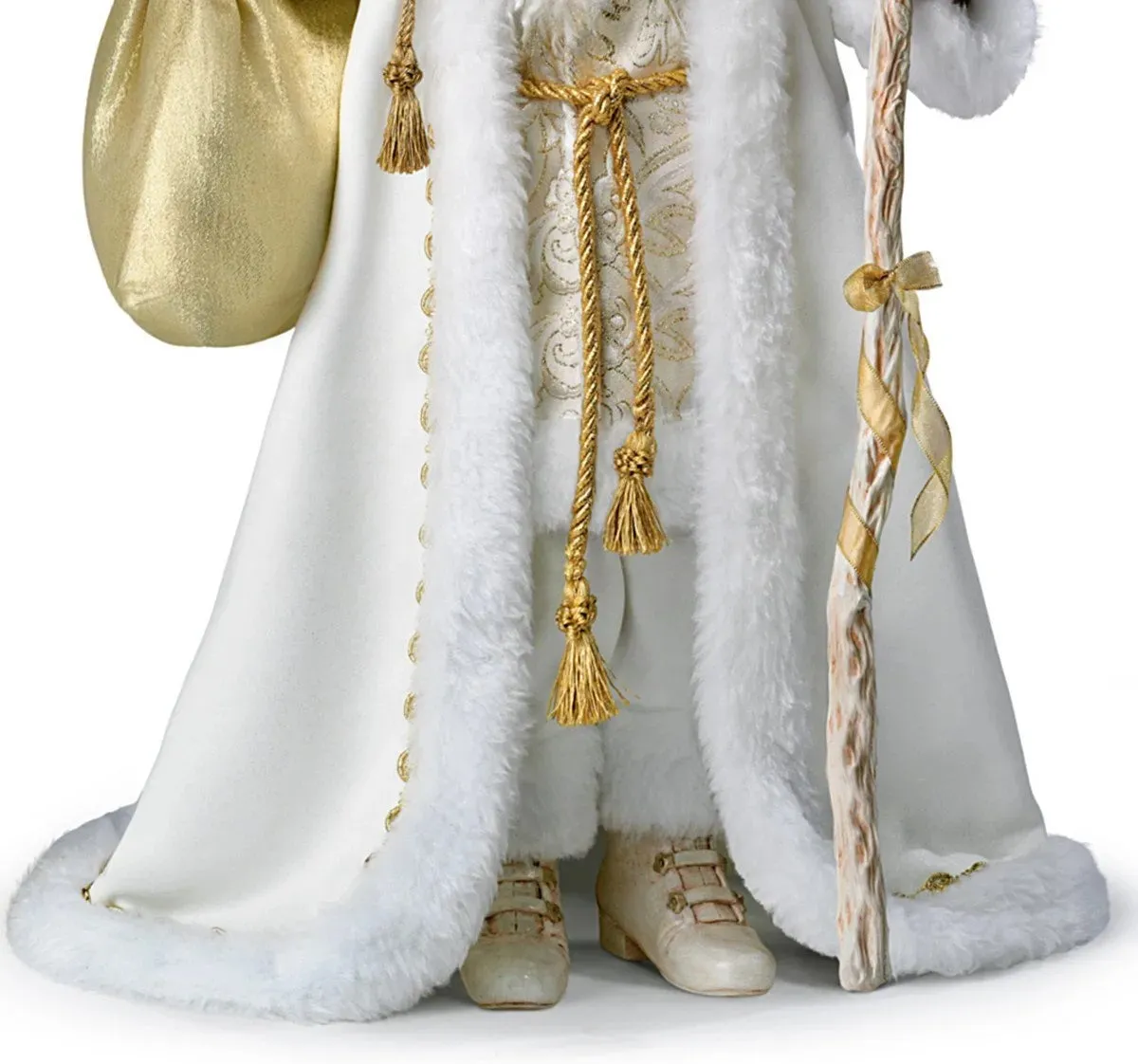 The Ashton-Drake Galleries White Christmas Decoration Musical Santa Claus Portrait Doll With A Beautiful Gold Filigree Robe Lined with 40 Sparkling LED Lights Plays Melody White Christmas 25"-Inches