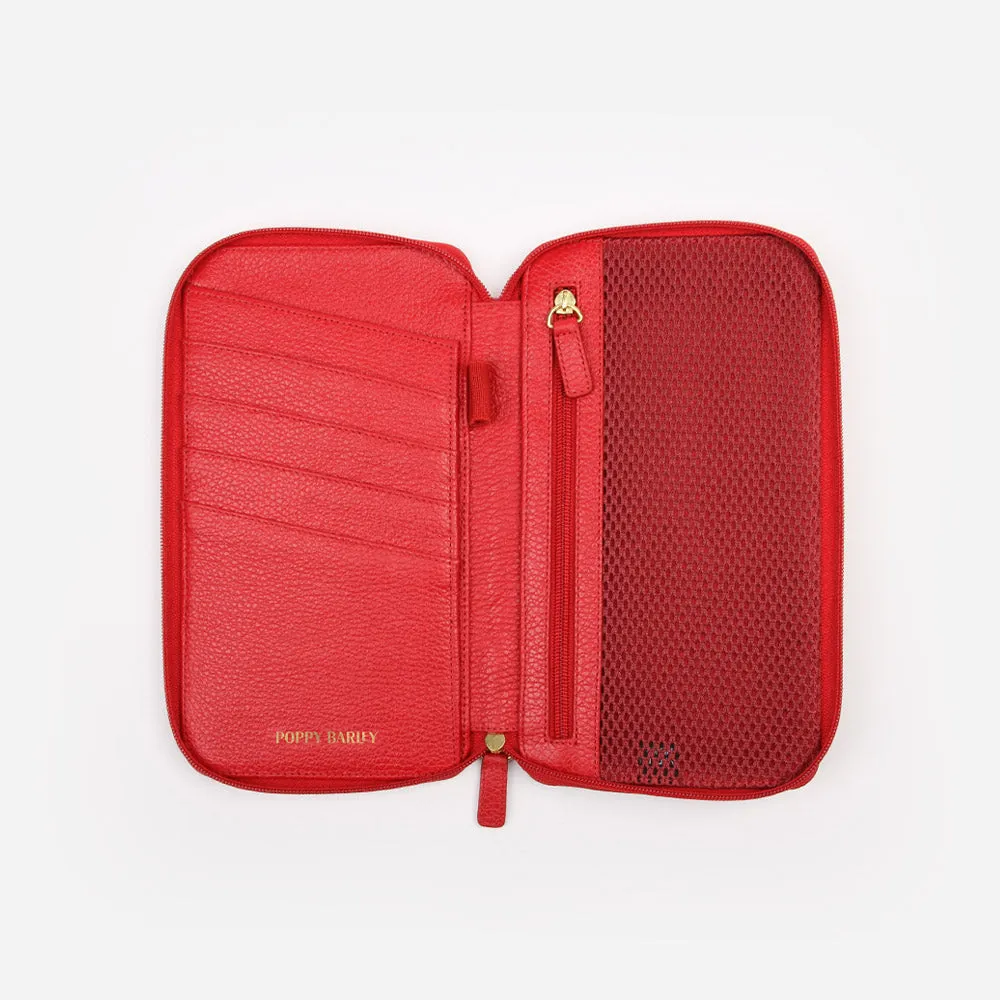 The Four Person Family Passport Holder Racing Red Pebble