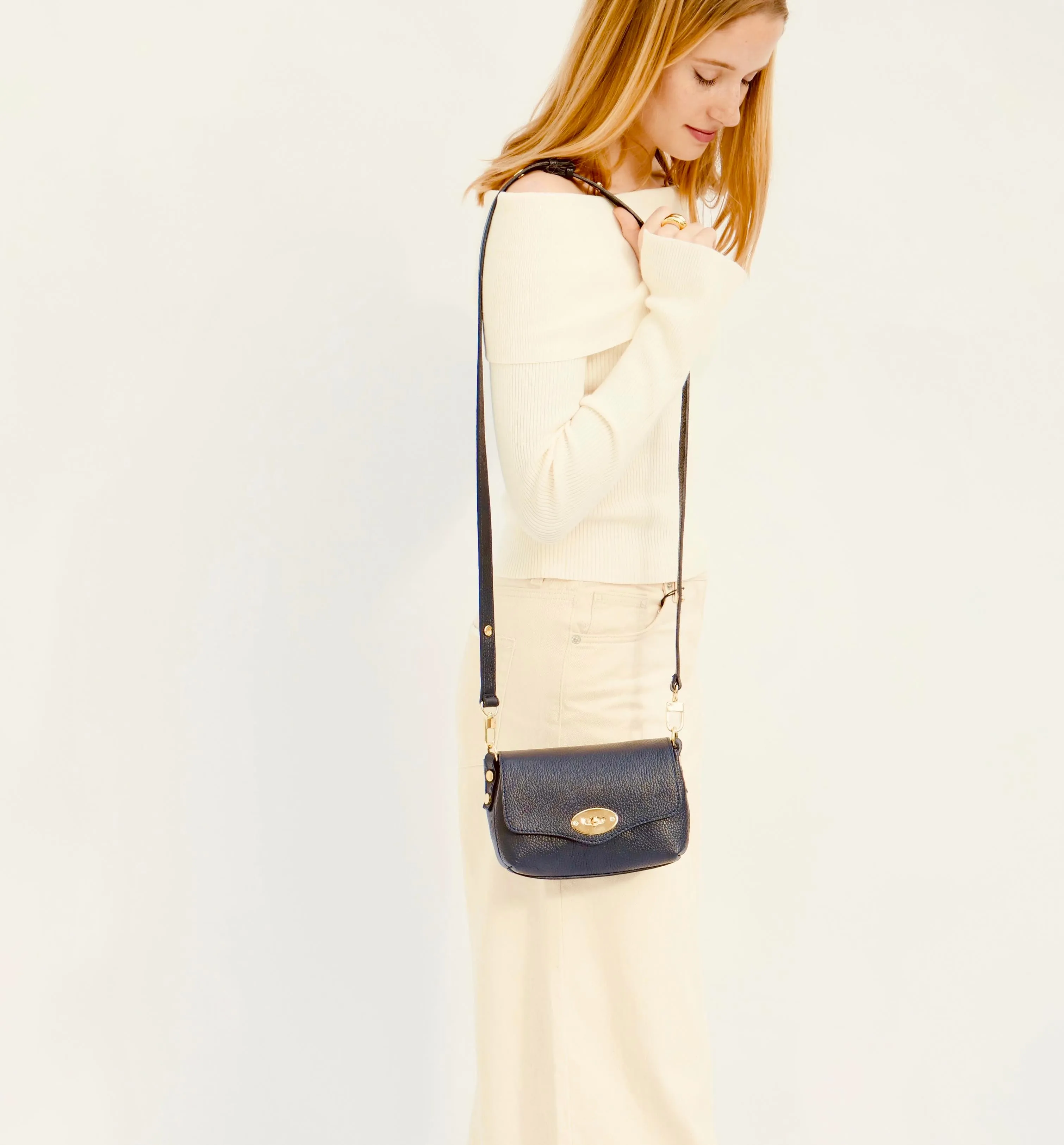 The Maddie Navy Leather Bag