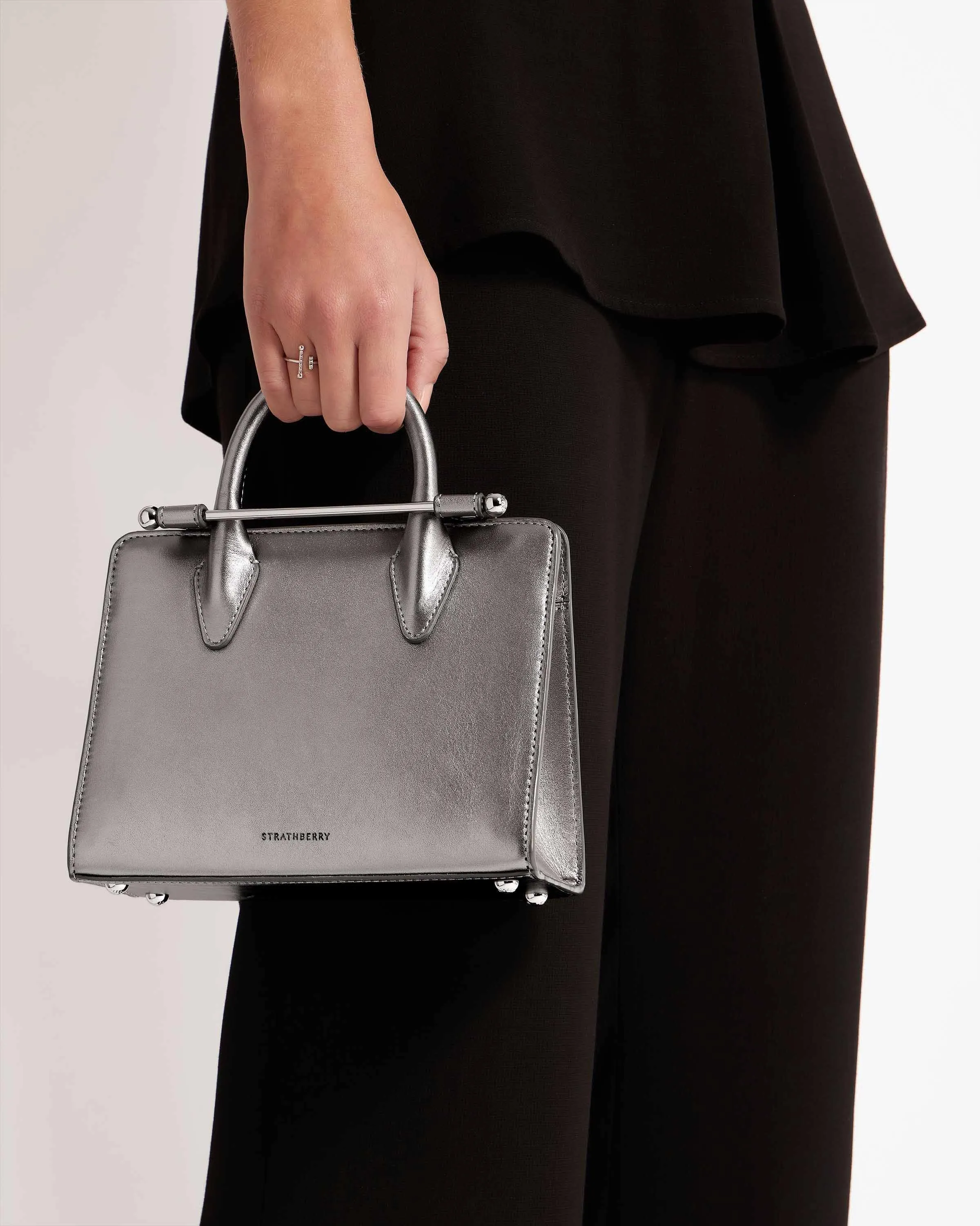 The Strathberry Mini Tote - Metallic Silver