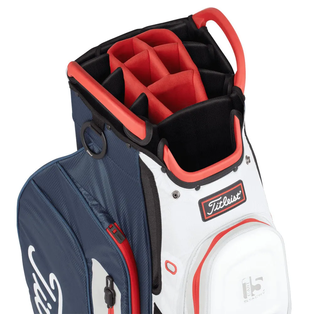 Titleist Cart 15 StaDry Waterproof Cart Bag - Navy/White/Red