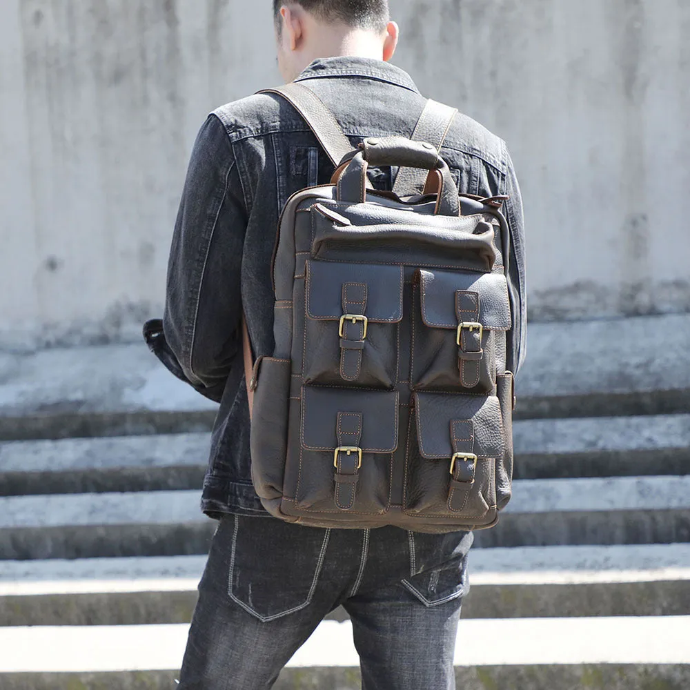 Travelling Backpack, Full Grain Leather Backpack, Unisex School Backpack, 15'' Laptop Backpack, Weekender Backpack