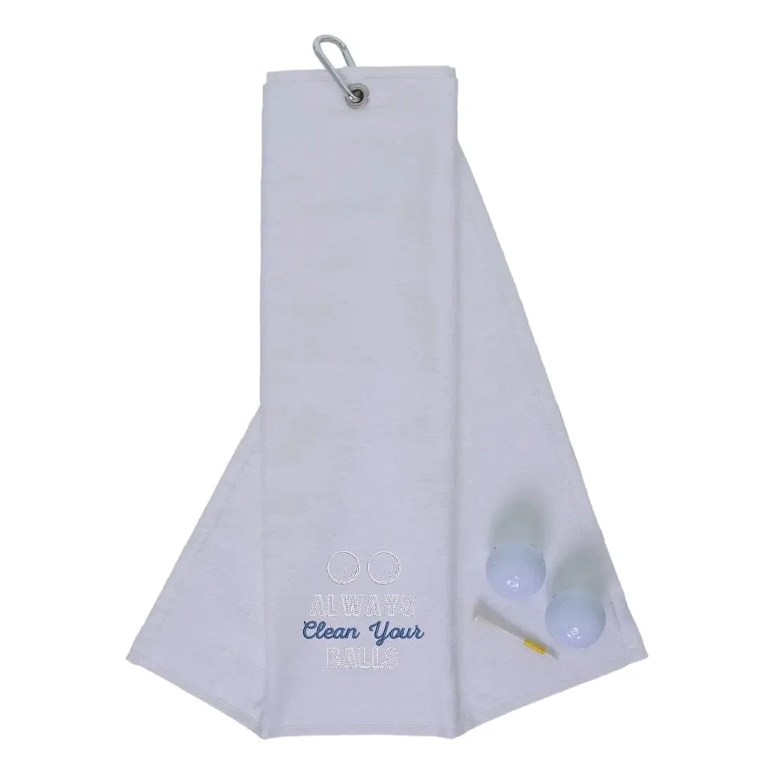 Tri-Fold Golf Towel Embroidered With Cheeky Clean Your Balls Logo