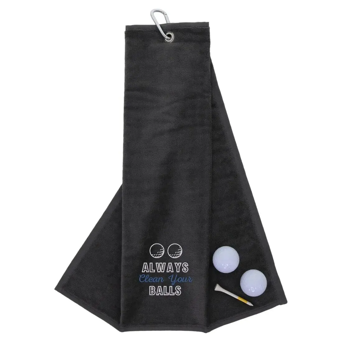 Tri-Fold Golf Towel Embroidered With Cheeky Clean Your Balls Logo