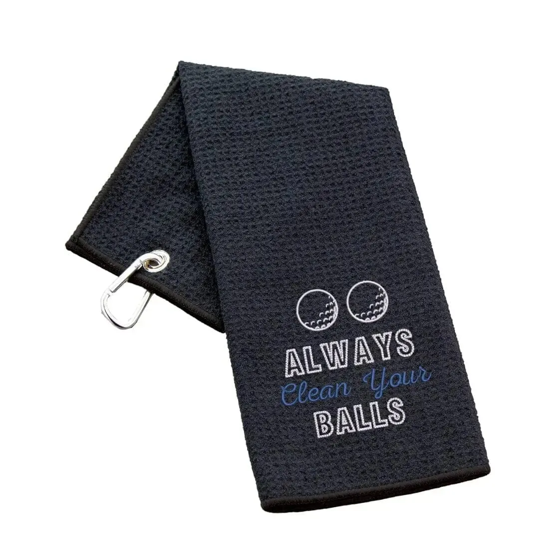 Tri-Fold Golf Towel Embroidered With Cheeky Clean Your Balls Logo