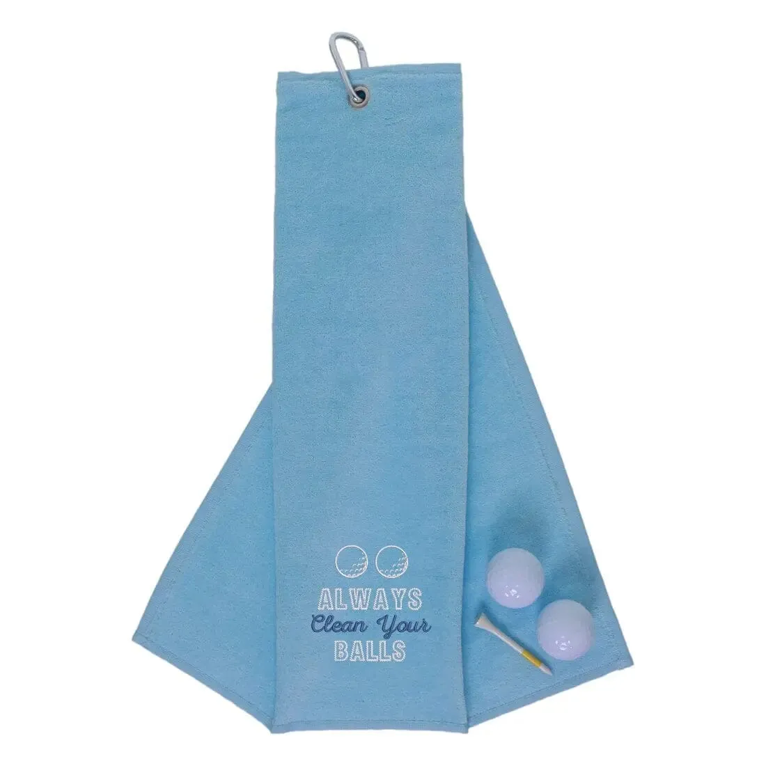 Tri-Fold Golf Towel Embroidered With Cheeky Clean Your Balls Logo