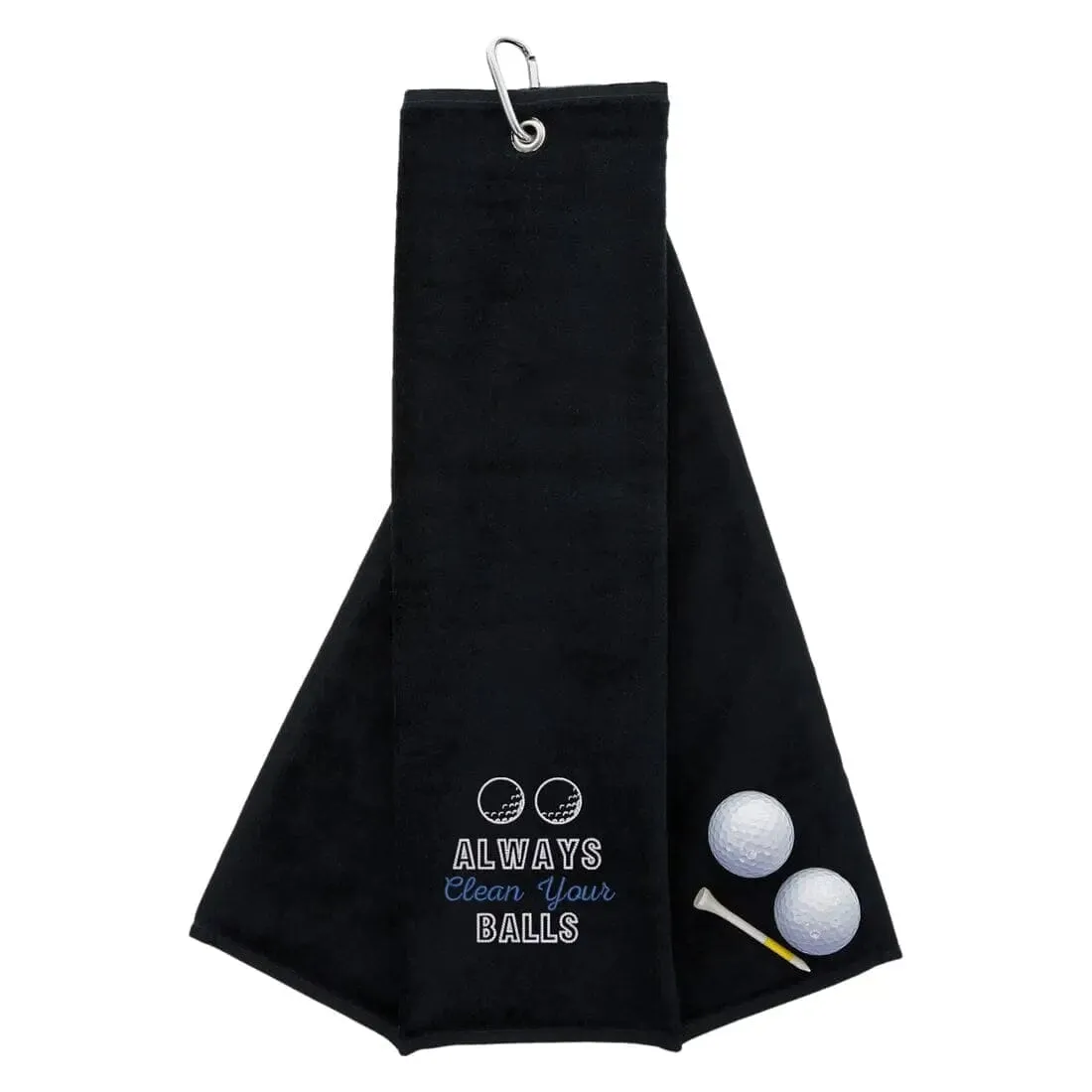 Tri-Fold Golf Towel Embroidered With Cheeky Clean Your Balls Logo