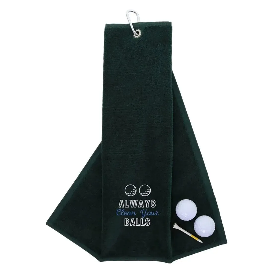 Tri-Fold Golf Towel Embroidered With Cheeky Clean Your Balls Logo