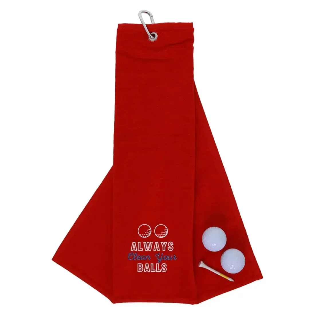 Tri-Fold Golf Towel Embroidered With Cheeky Clean Your Balls Logo