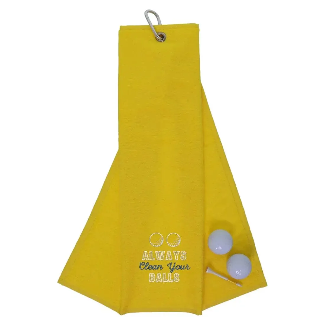 Tri-Fold Golf Towel Embroidered With Cheeky Clean Your Balls Logo