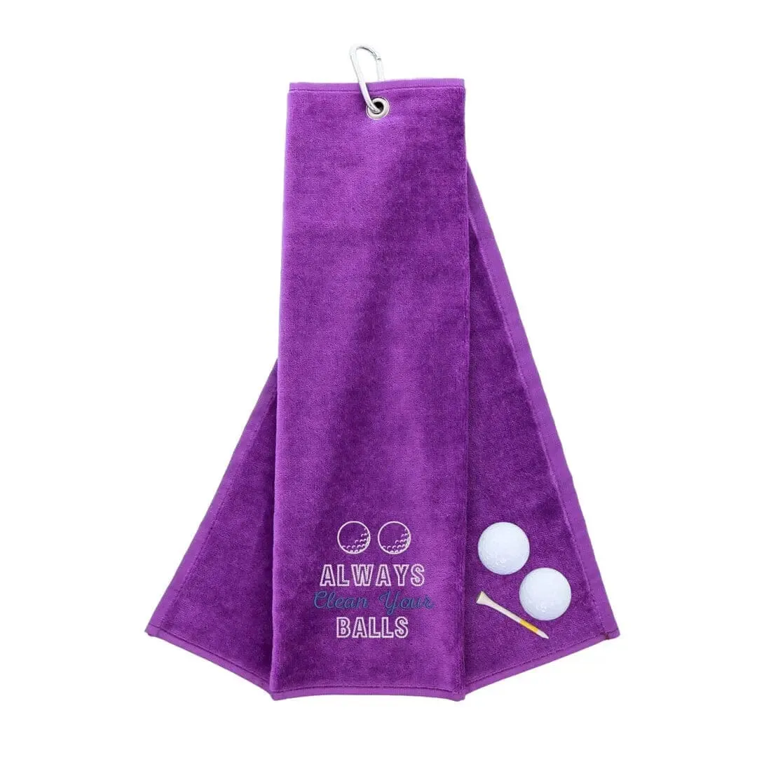 Tri-Fold Golf Towel Embroidered With Cheeky Clean Your Balls Logo