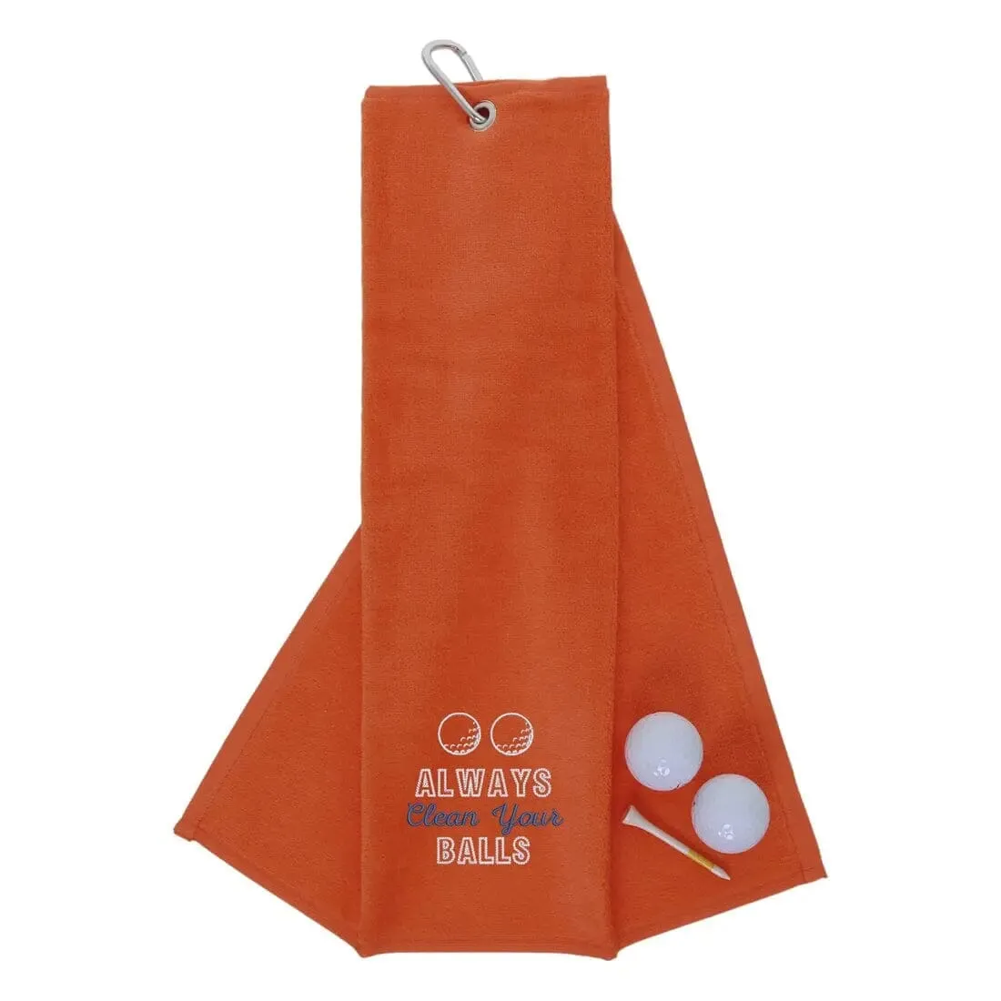 Tri-Fold Golf Towel Embroidered With Cheeky Clean Your Balls Logo