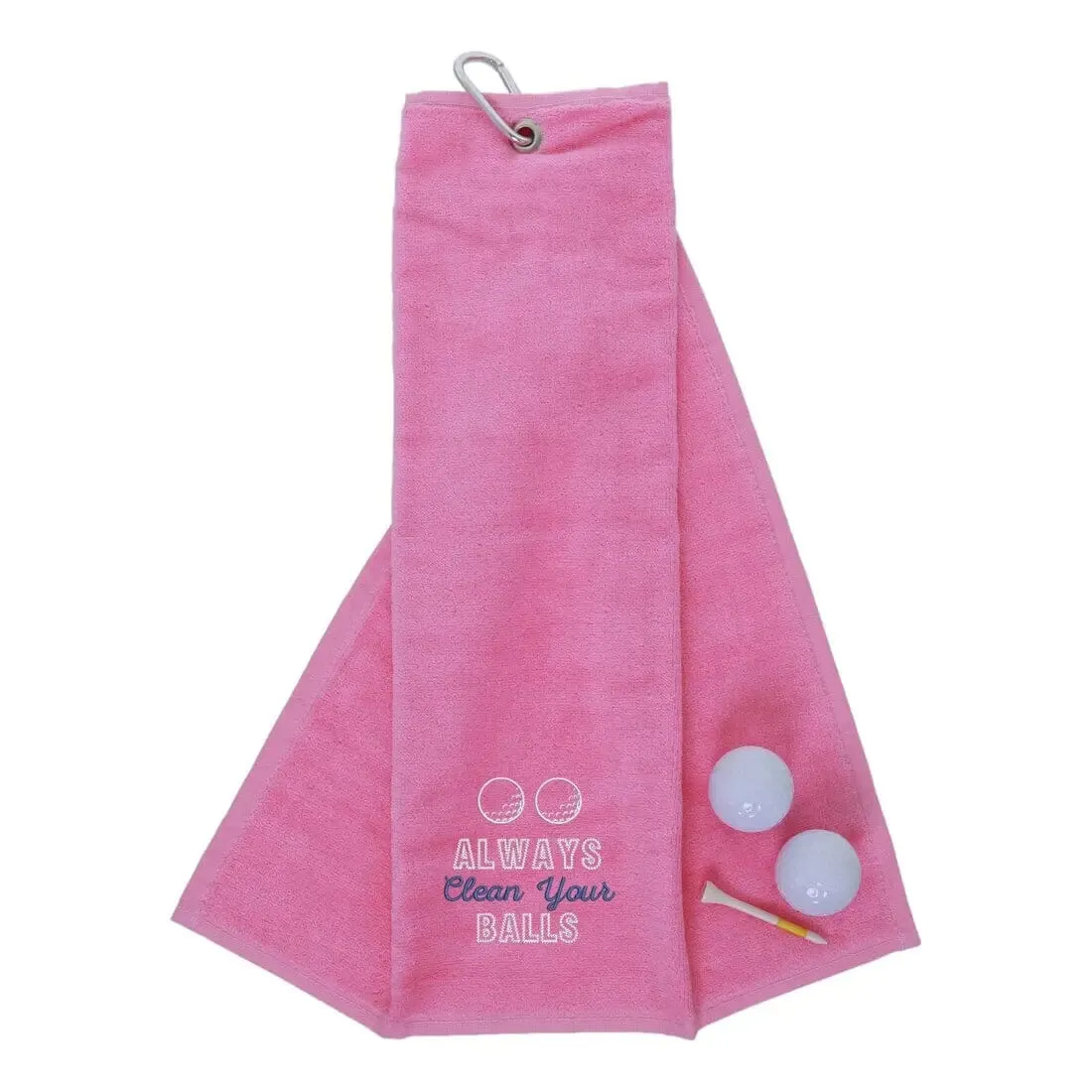 Tri-Fold Golf Towel Embroidered With Cheeky Clean Your Balls Logo