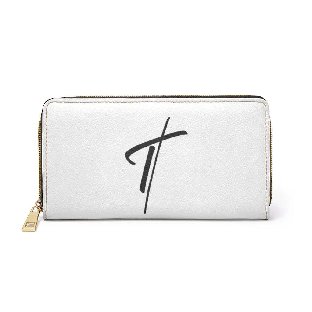 Uniquely You Womens Wallet - Zip Purse / White & Black Cross