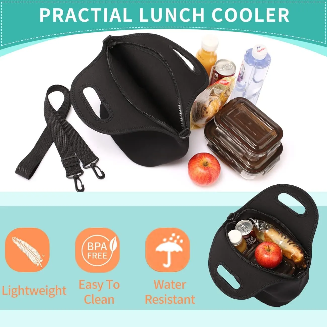 VASCHY Neoprene Lunch Tote Bag