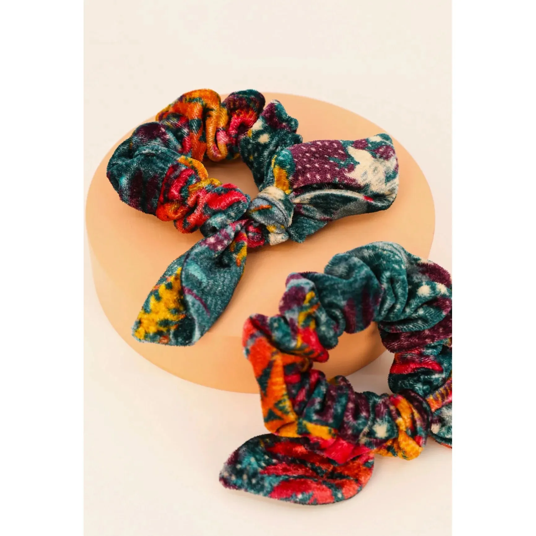 Velvet Forest Foliage Scrunchies - Pack Of 2