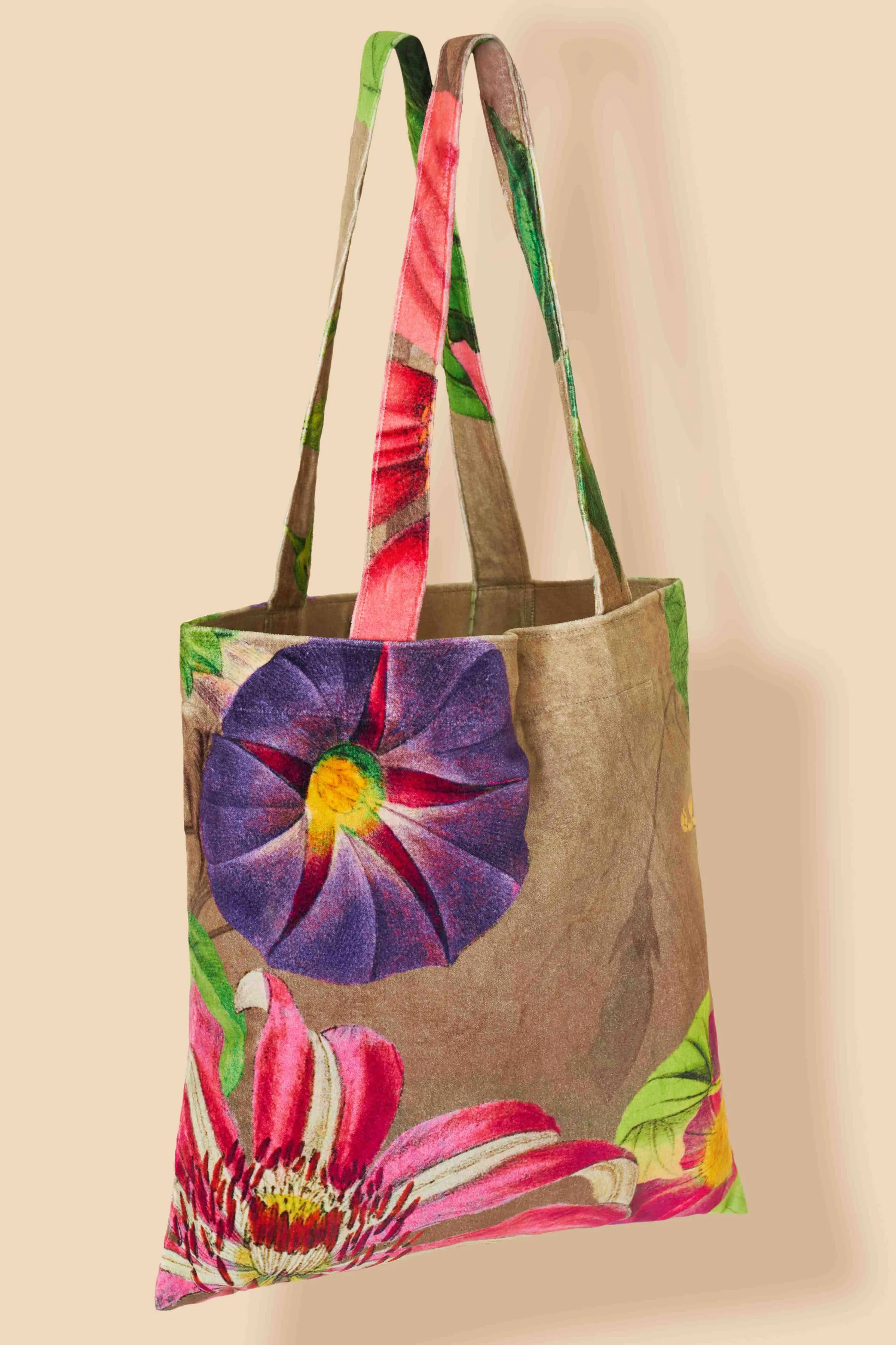 Velvet Tote Bag - Oversized Botanicals