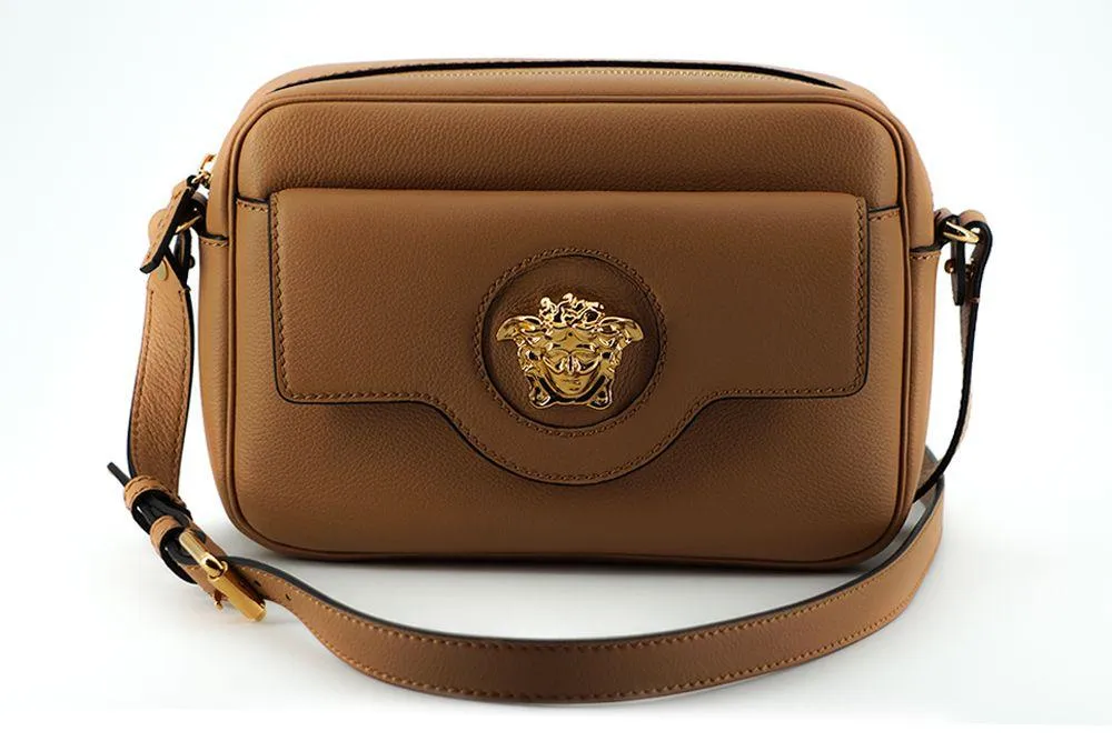 Versace Brown Calf Leather Camera Shoulder Bag