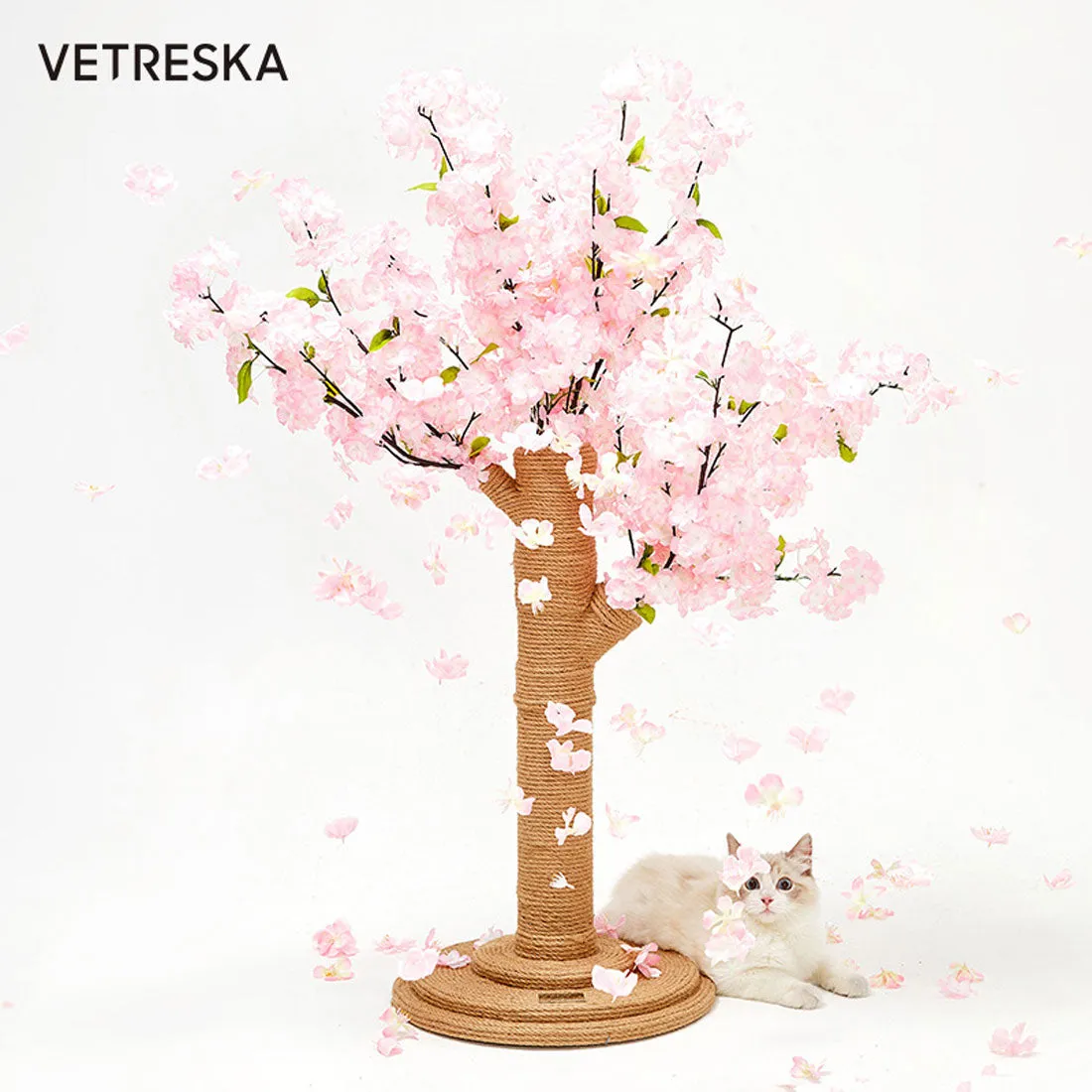 Vetreska Cat Kitten Scratcher Cherry Blossom Tree Climbing Scratching Board Gym