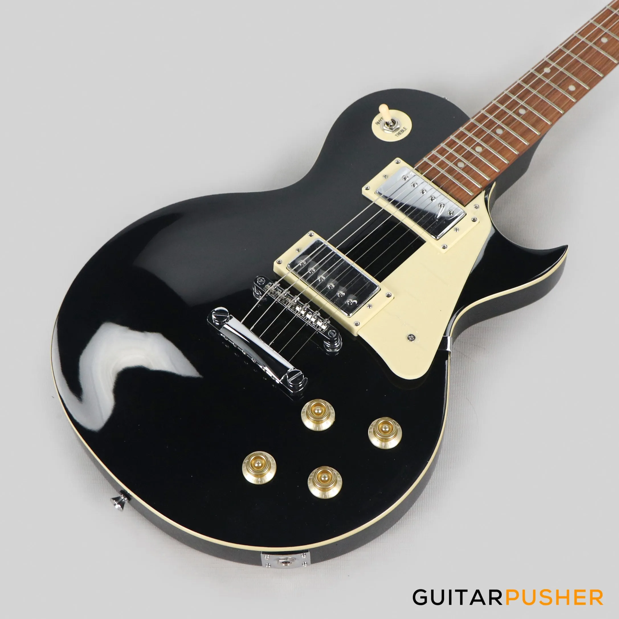 Vintage Coaster Series V10 Singlecut Electric Guitar w/ Kinsman 10-Watt Amplifier, Gig Bag, & Accessories - Boulevard Black