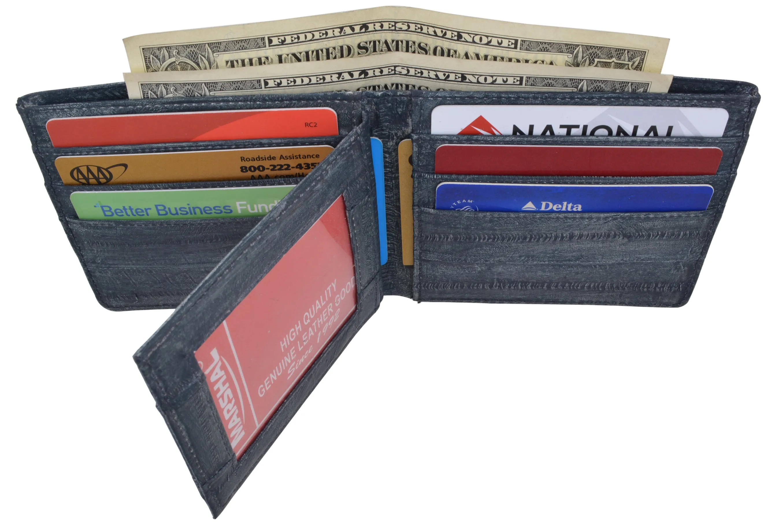 Waterproof Eel Skin Mens Bifold Middle Flap Card ID Wallet EW709