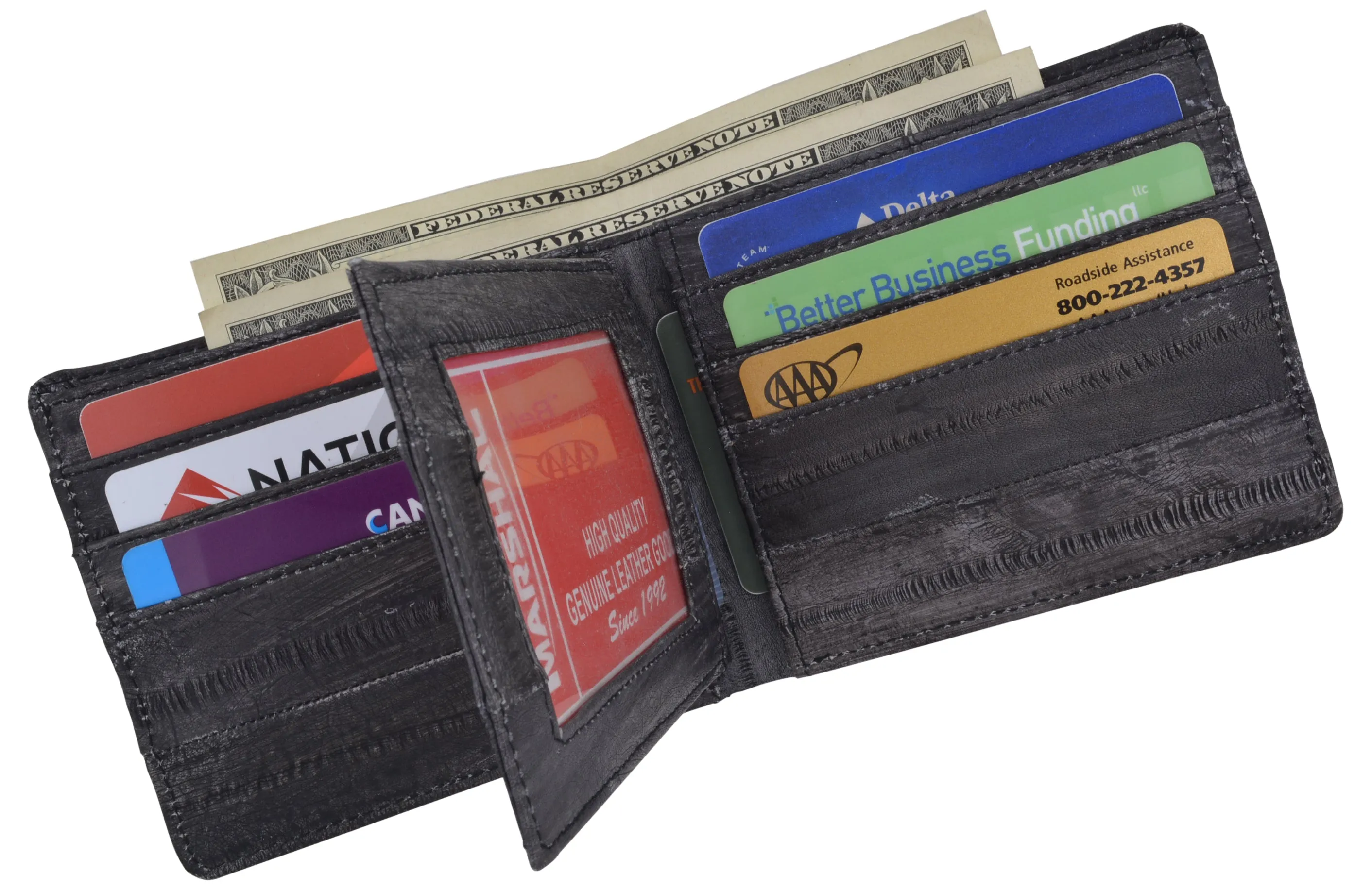 Waterproof Eel Skin Mens Bifold Middle Flap Card ID Wallet EW709