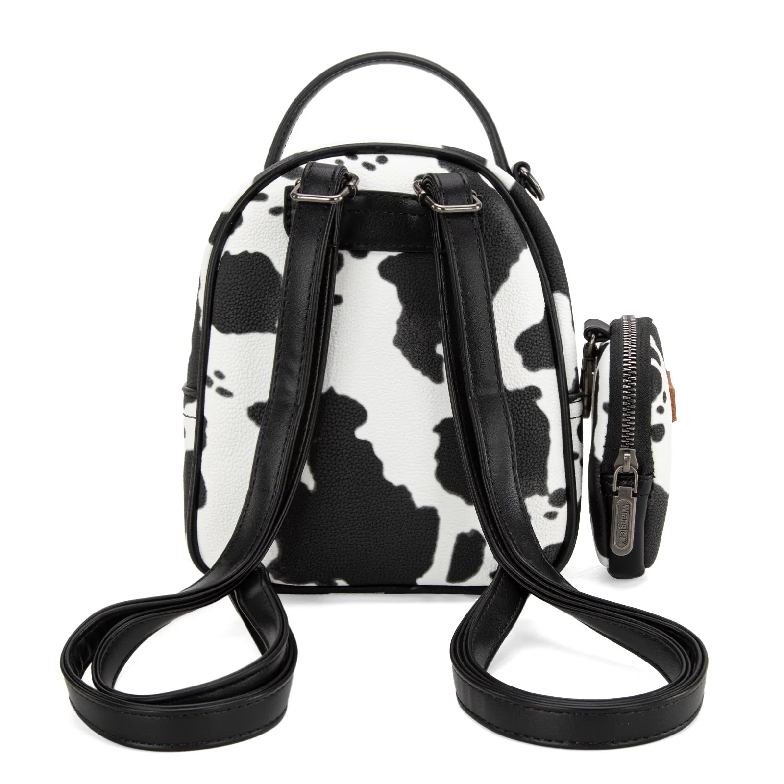 WG133-8600  Wrangler Cow Print Mini Backpack With Coin Pouch - Black