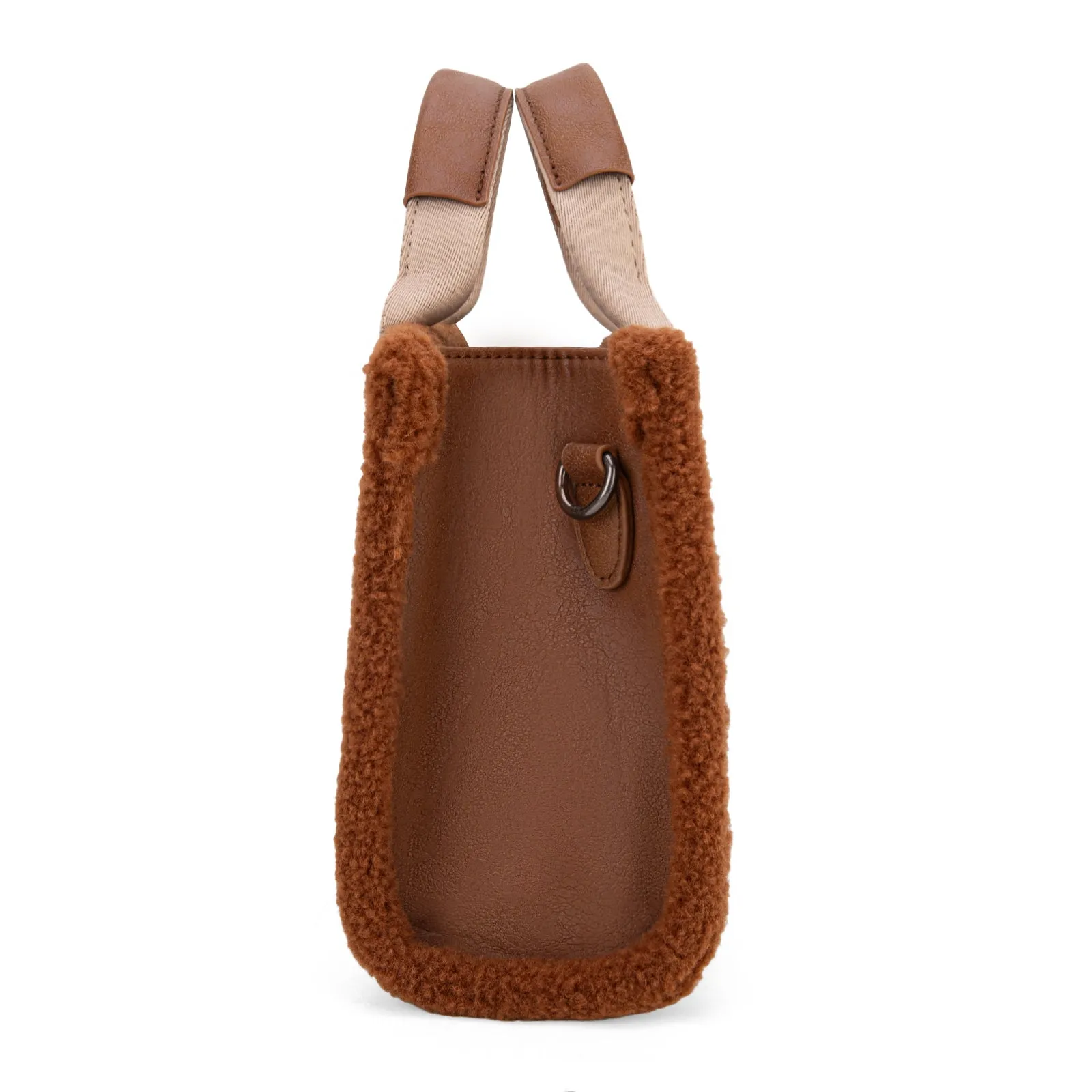 WG181-8120S  Wrangler Sherpa Small CanvasTote/Crossbody - Brown