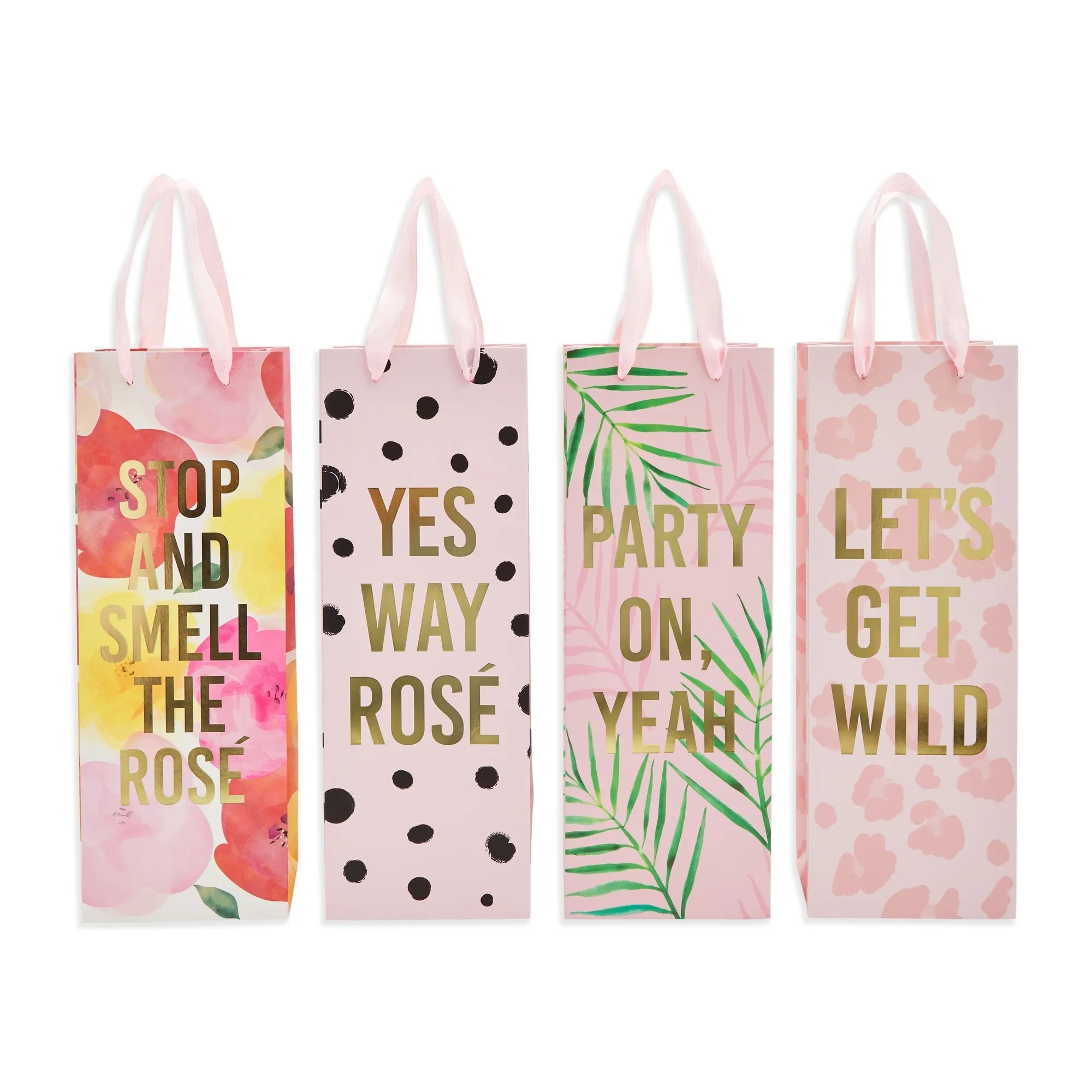 Wine Bottle Gift Bags for Bachelorette, Wedding, Birthday Party, 4 Designs (12 Pack)