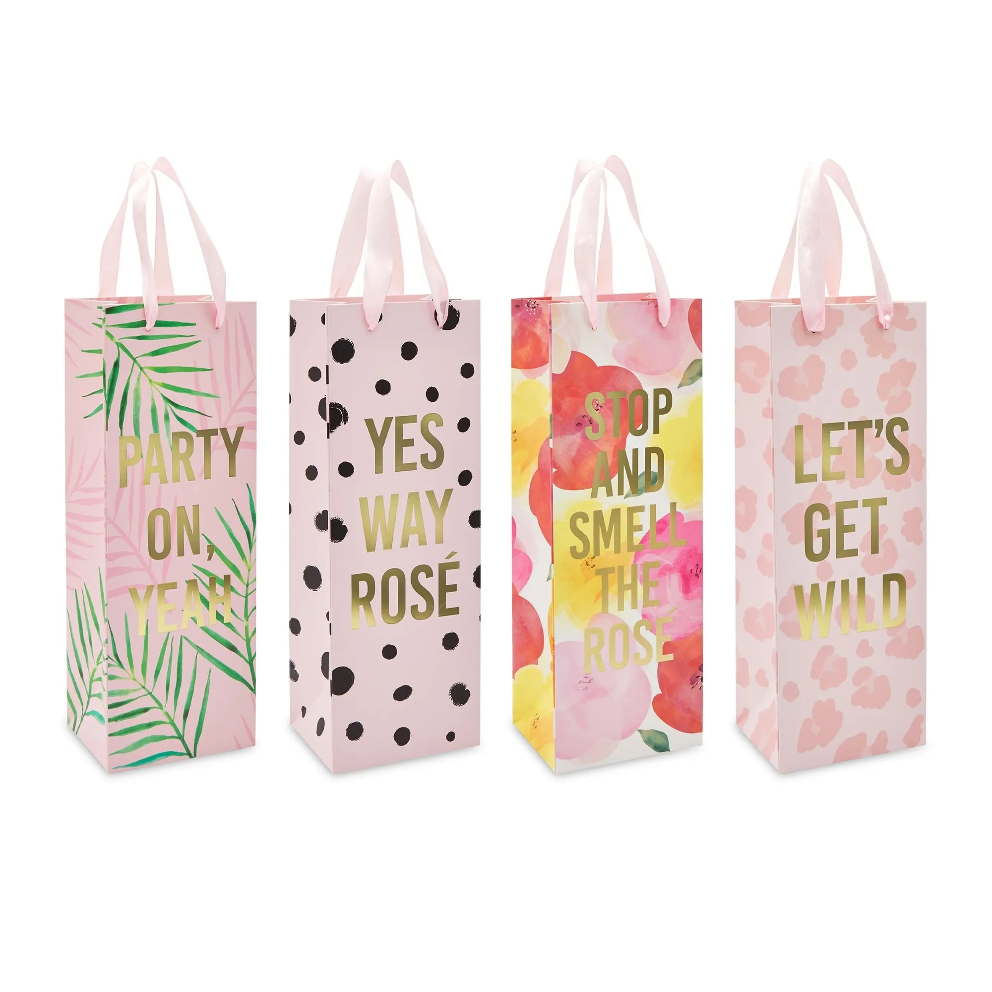 Wine Bottle Gift Bags for Bachelorette, Wedding, Birthday Party, 4 Designs (12 Pack)